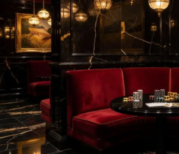Privát kaszinó lounge asztal félhomályos fényekkel