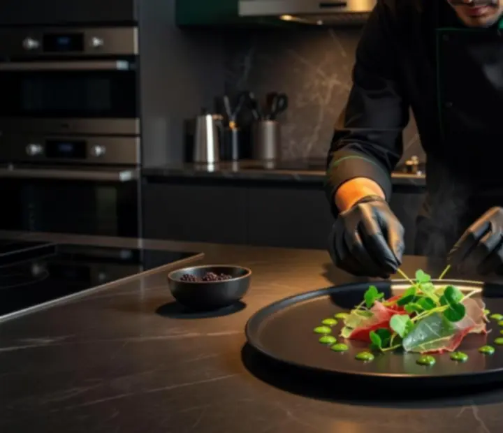 Séf gourmet tányért tálal a Danu Belix konyháján