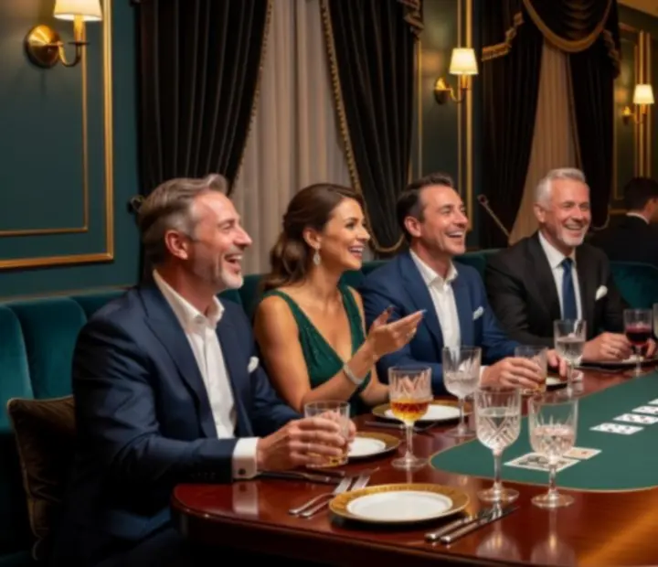 Elegáns vendégek fine dining vacsorán egy luxus étteremben