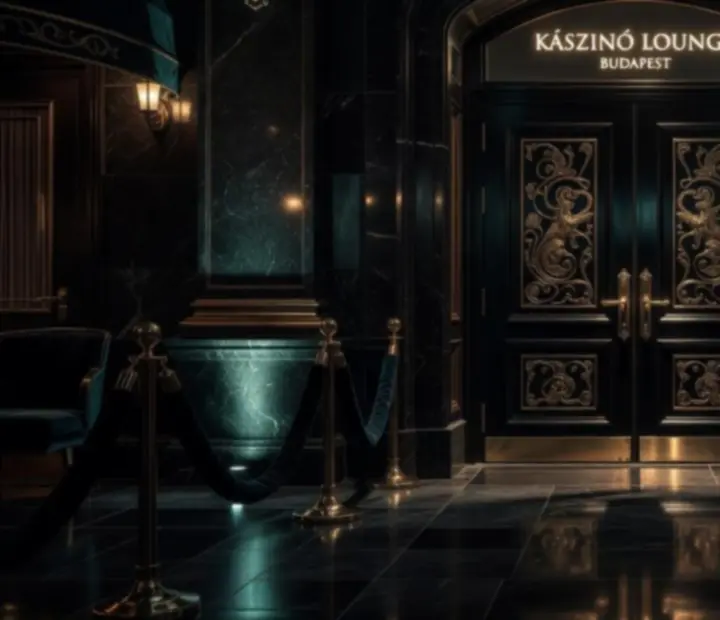 Dramatikus VIP kaszinó lounge bejárat smaragdzöld belsővel