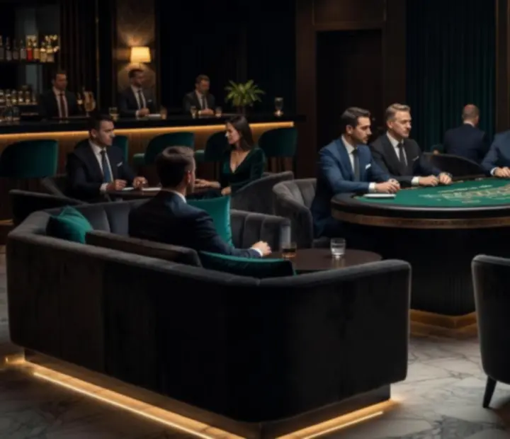 Fényekkel megvilágított VIP kaszinó lounge különterem